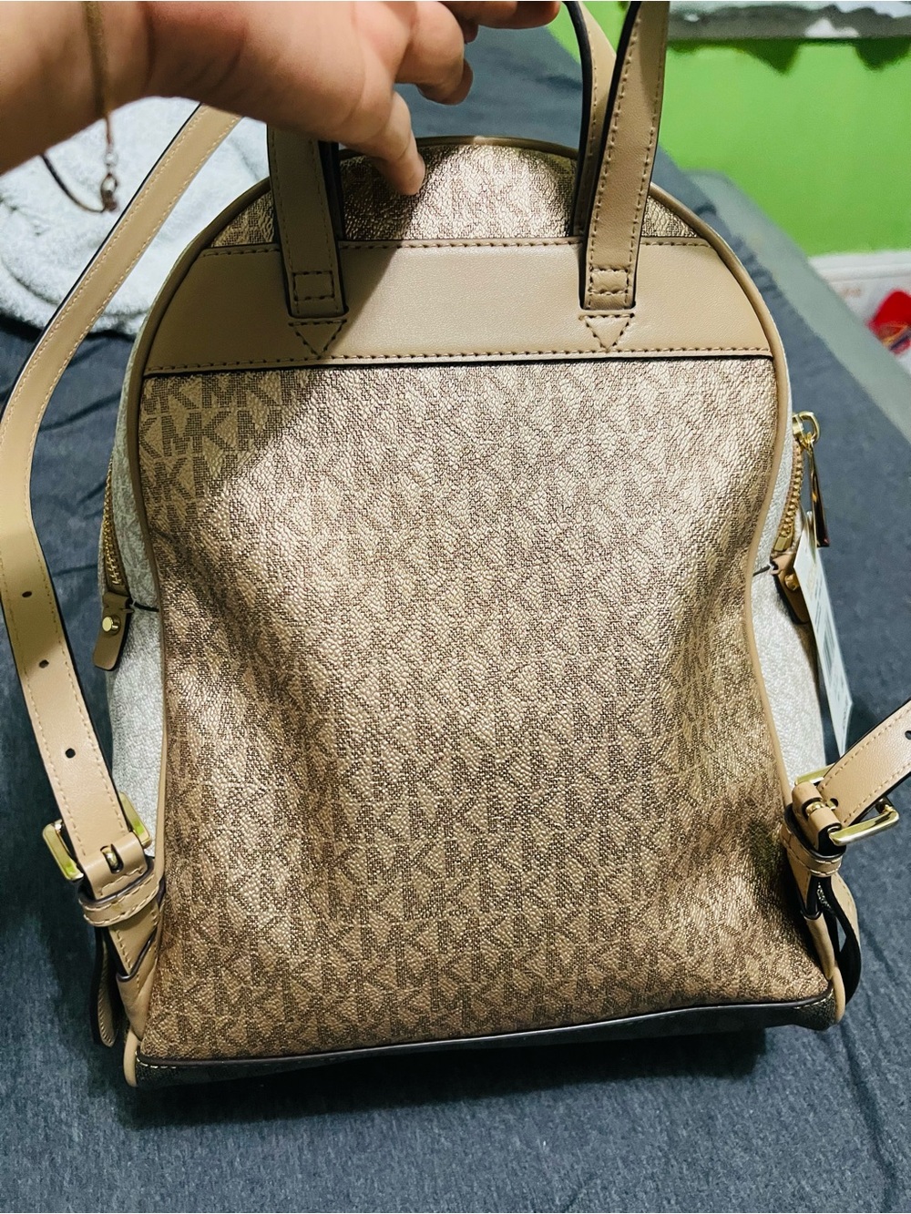 Michael Kors Two-Tone Brown and Gold Backpack - Picture 2 of 12